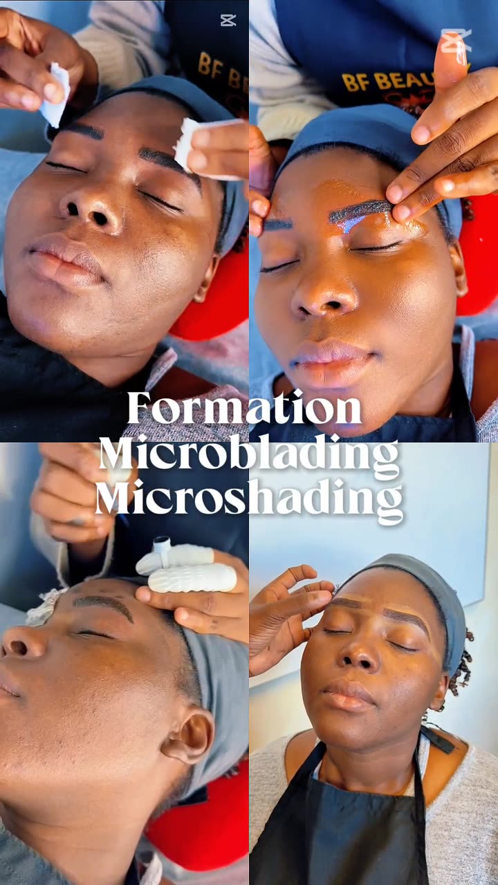Étapes d’un microblading réalisé en formation chez BF Beauty
